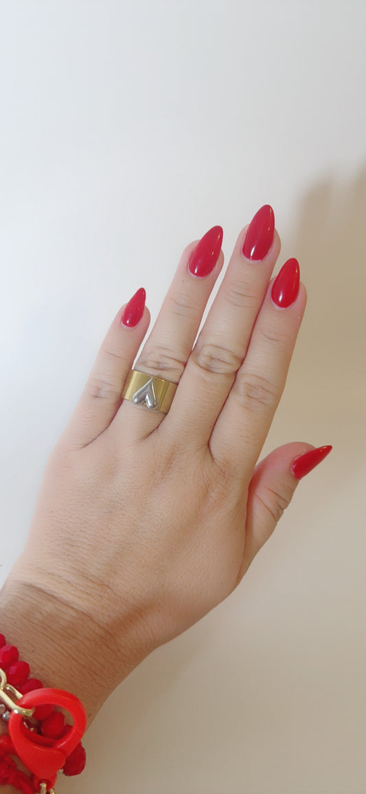 Two tones heart Ring