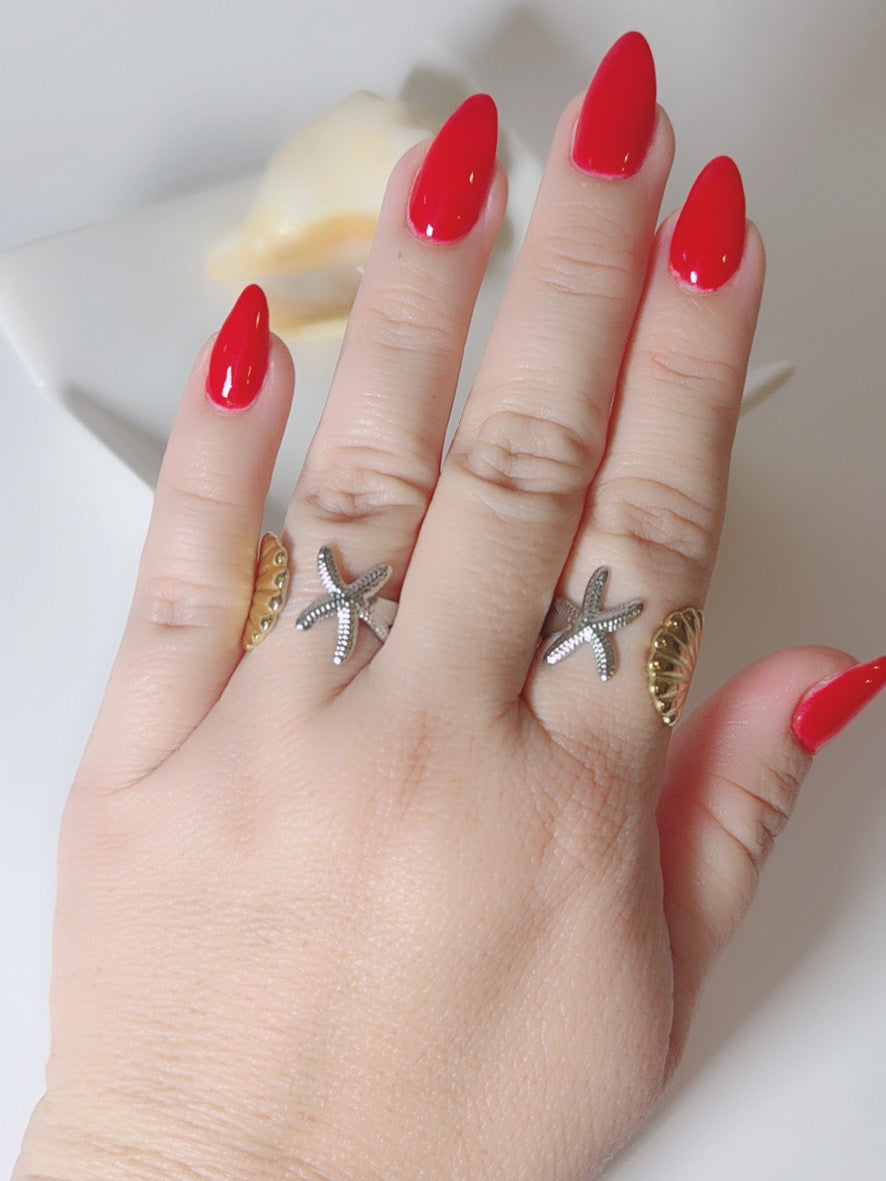Snail and Starfish two tone ring