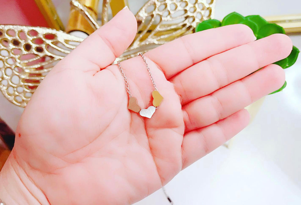 Heart Three Color Stainless Steel Necklace