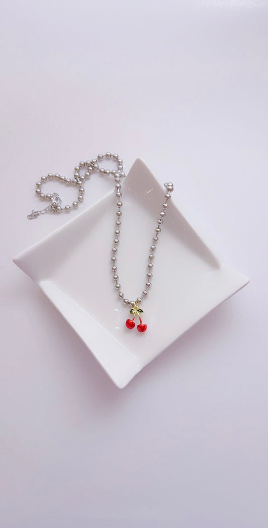 Two Tone Mini Cherry Necklace 🍒