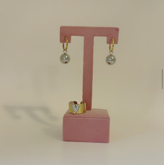 Two Tones Ball Earring